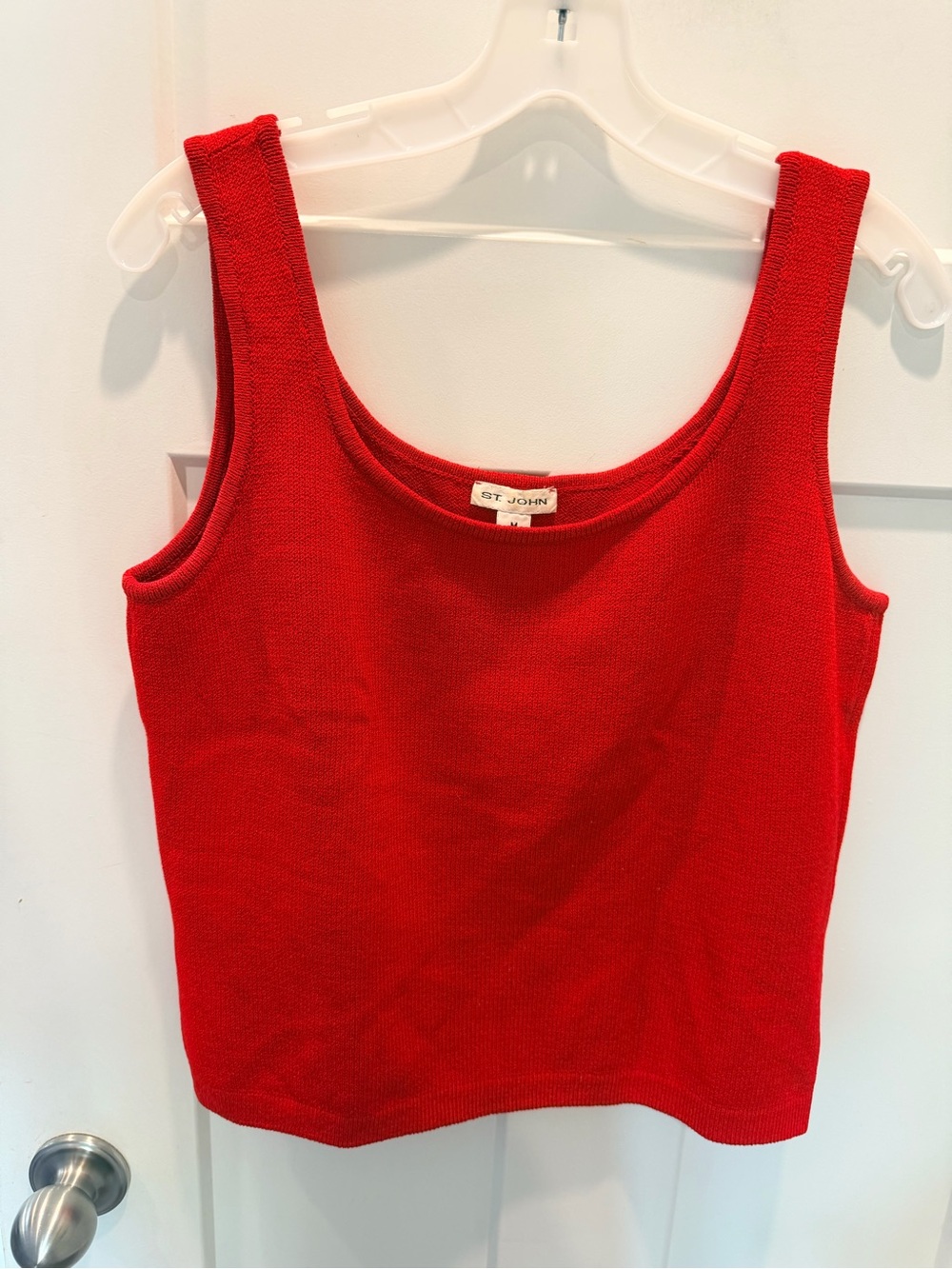 St. John Red Sleeveless Knit Top wool Blend